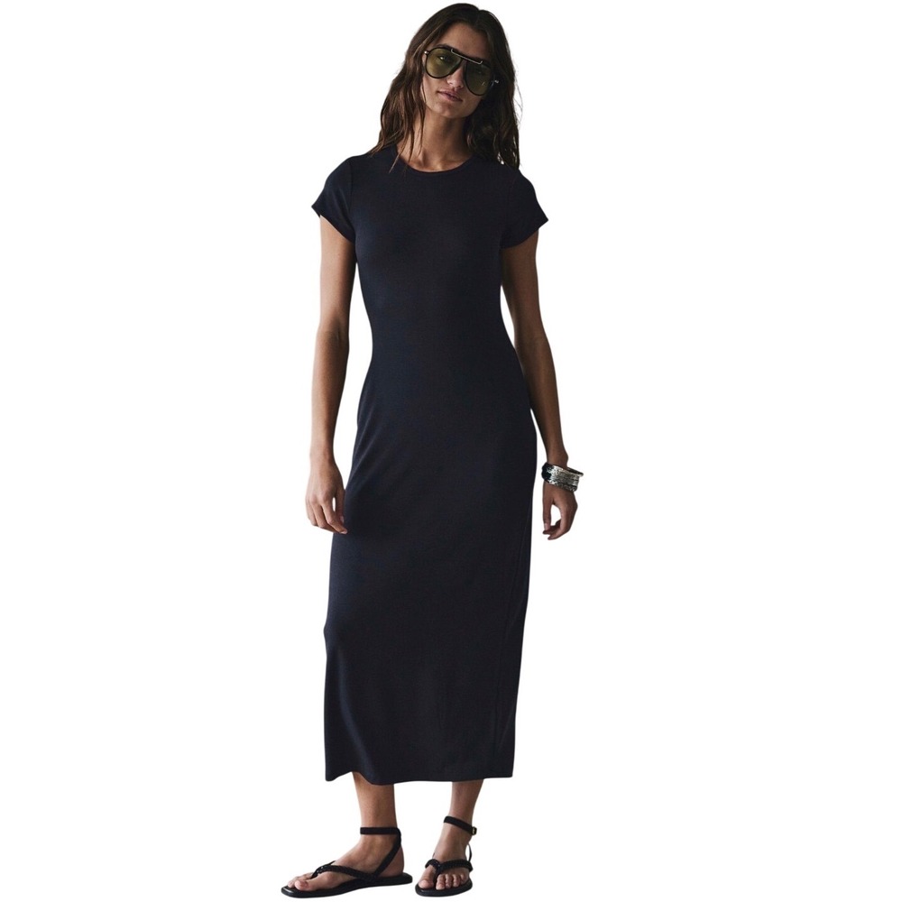Free People's Good Feels Slim Midi Black T-shirt‎ Dress Size XS NWT Sexy Comfy